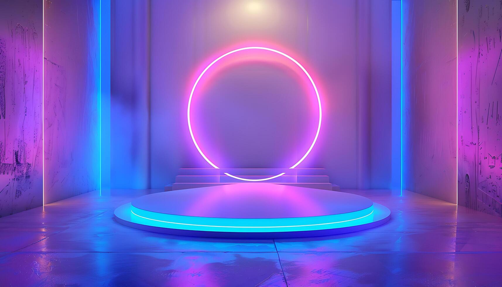 Technology Room with 3D Circle Podium photo
