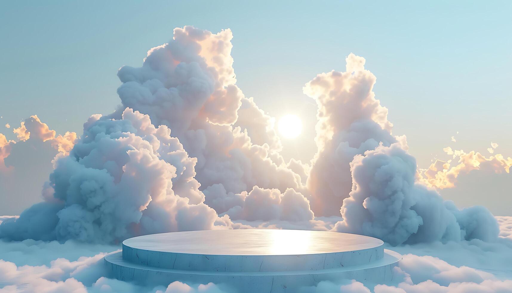Minimalist Cloud Background with Podium photo