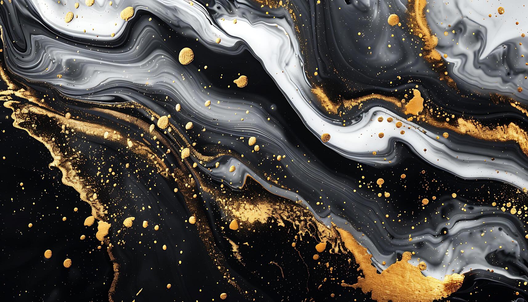 Abstract Gold Watercolor on Black Marble photo