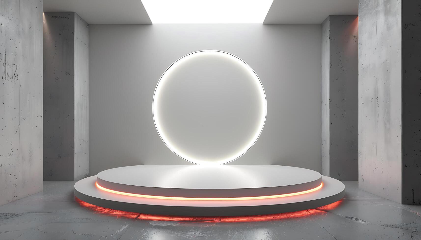 Abstract Tech Stage with Glowing Ring photo