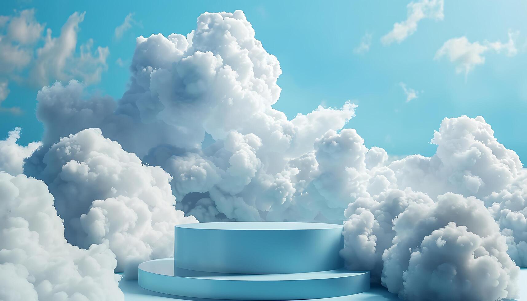Pastel Cloud Background with Podium photo