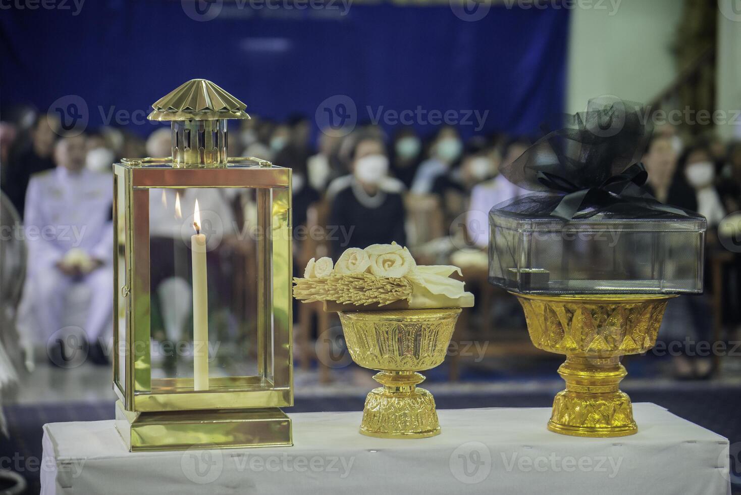 Chan flowers are paper flowers used in Thai funeral ceremonies. photo