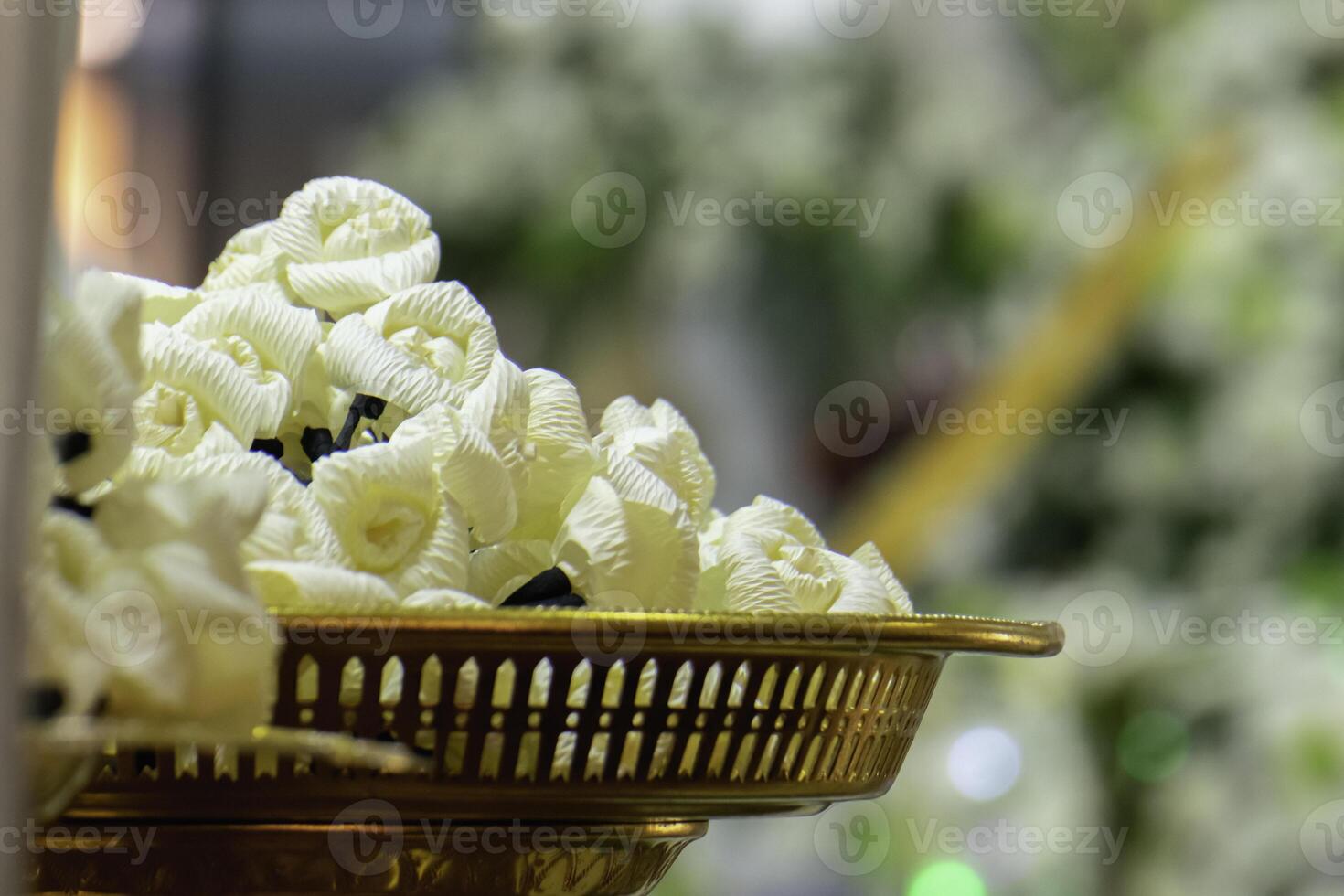Chan flowers are paper flowers used in Thai funeral ceremonies. photo