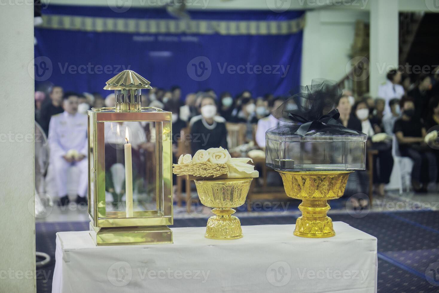 Chan flowers are paper flowers used in Thai funeral ceremonies. photo