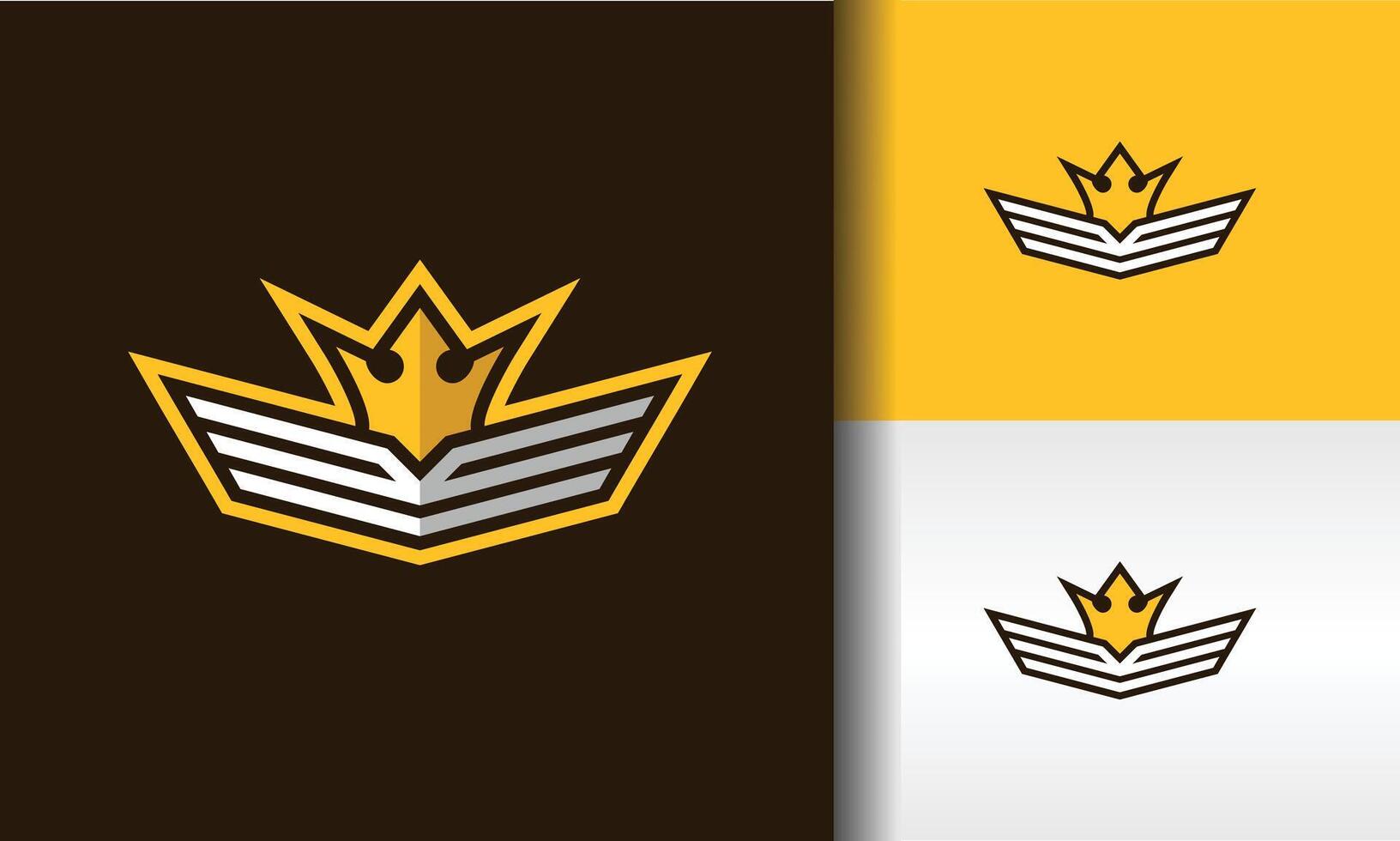 wing crown e sport logo vector