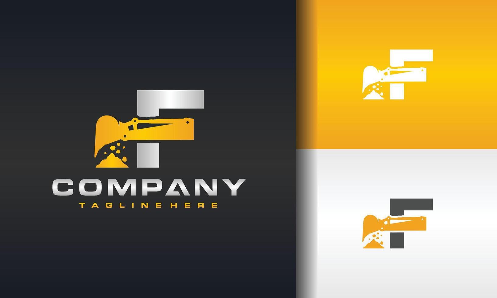 letter F excavator rock logo vector