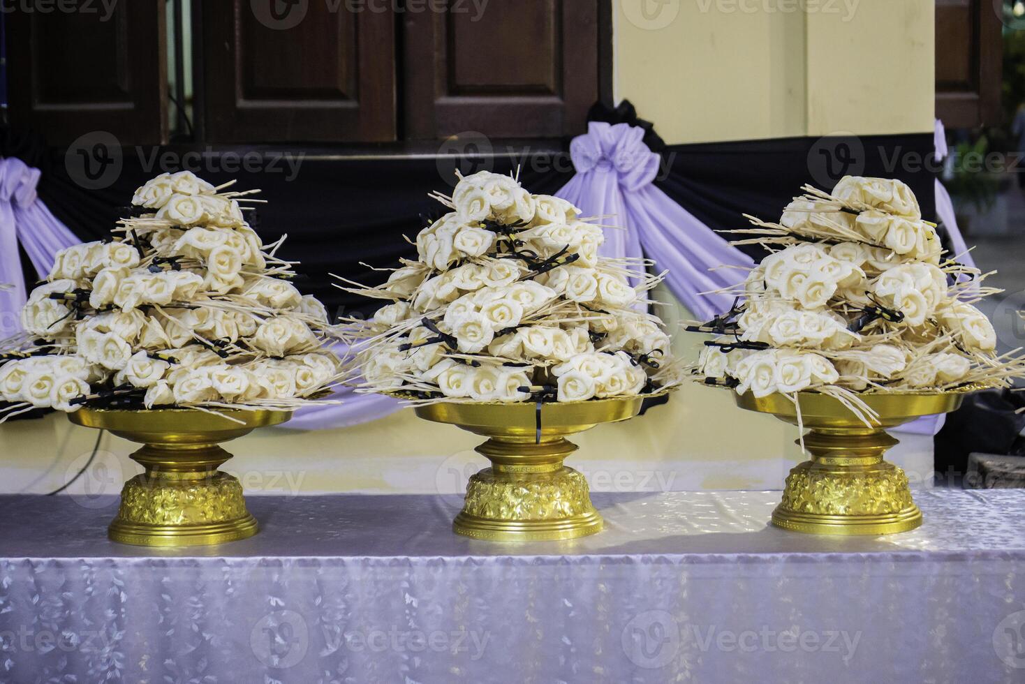 Chan flowers are paper flowers used in Thai funeral ceremonies. photo