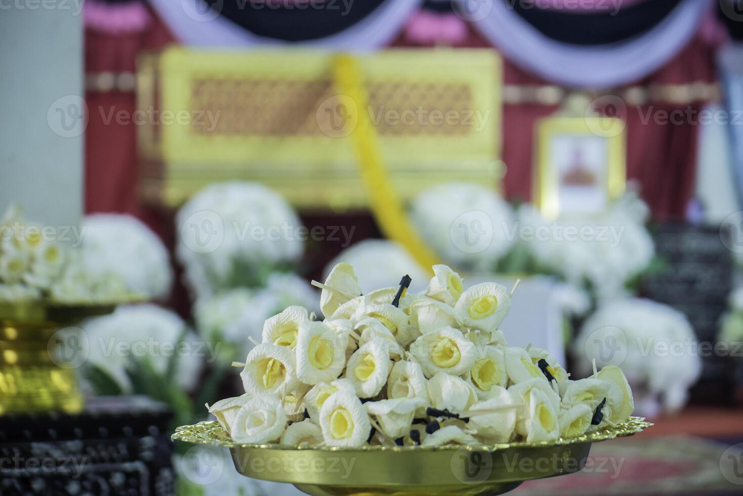 Chan flowers are paper flowers used in Thai funeral ceremonies. photo
