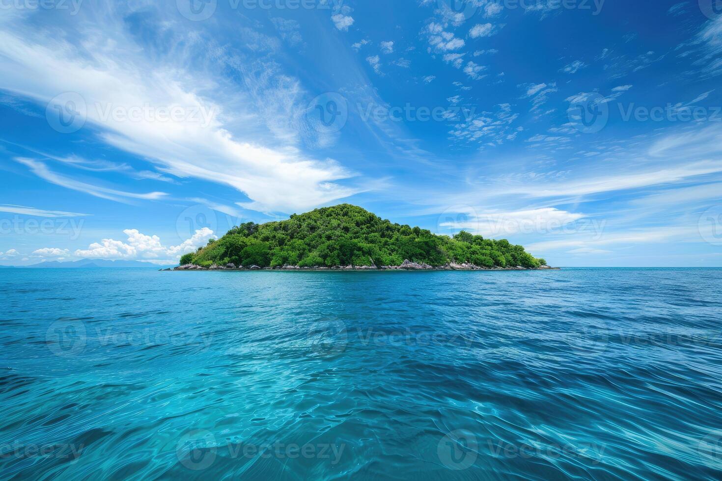 Serene Paradise A Tranquil Island Oasis in the Blue Ocean photo