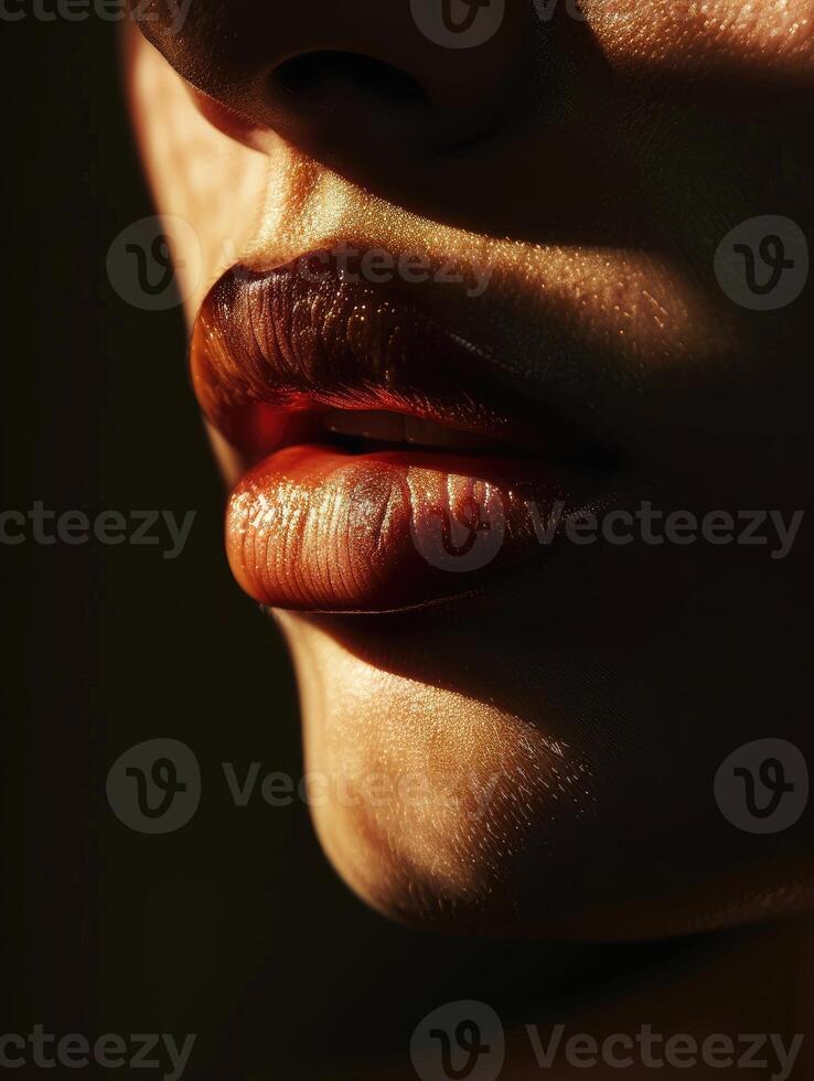 The Seductive Glow Illuminating the Curves of Lips photo