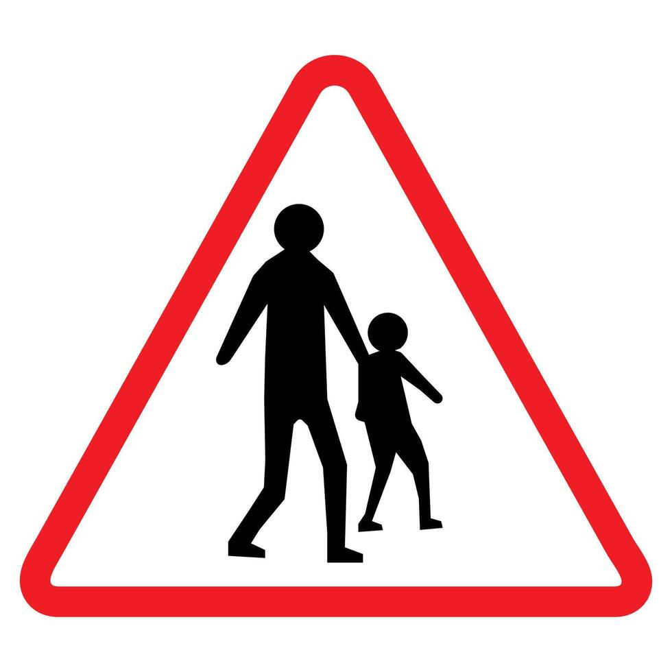 school ahead warning sign, red triangle, black arrow, traffic symbol, Cautionary Road Sign. vector