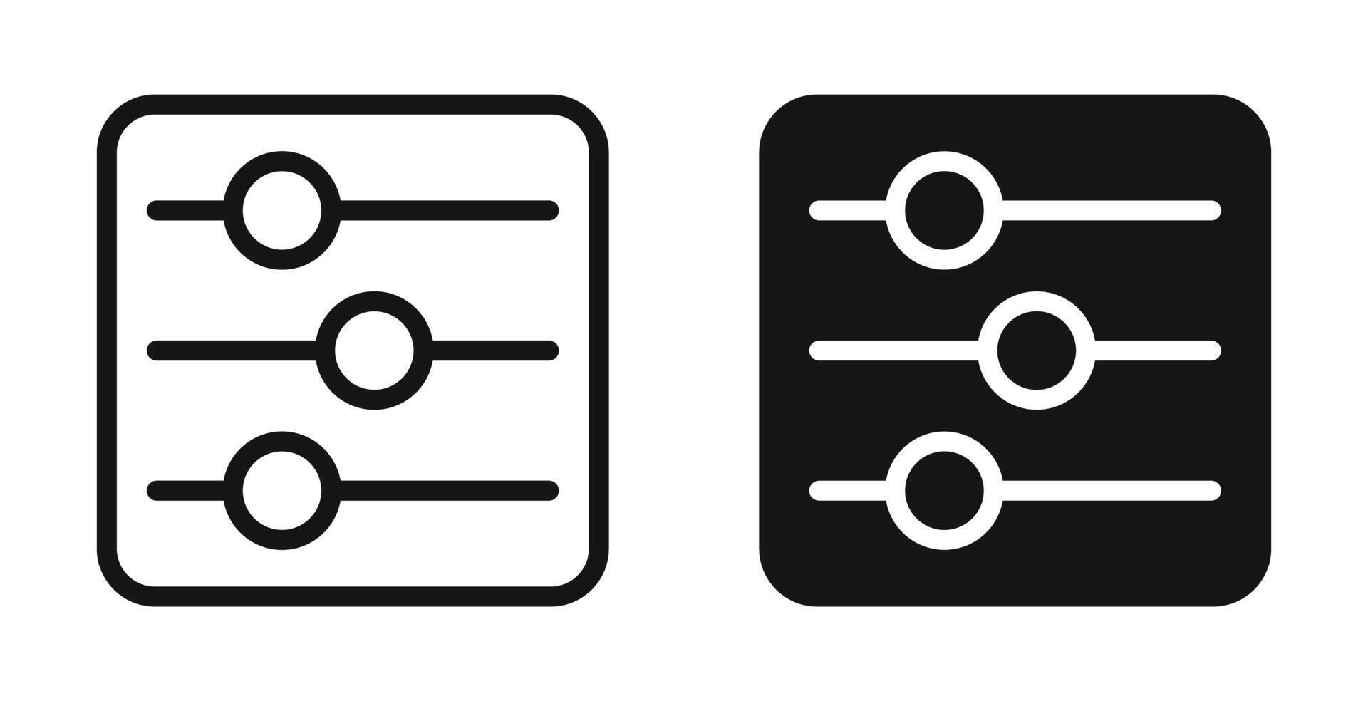 Filter Button icon set in black and white outlines 47358386 Vector Art ...