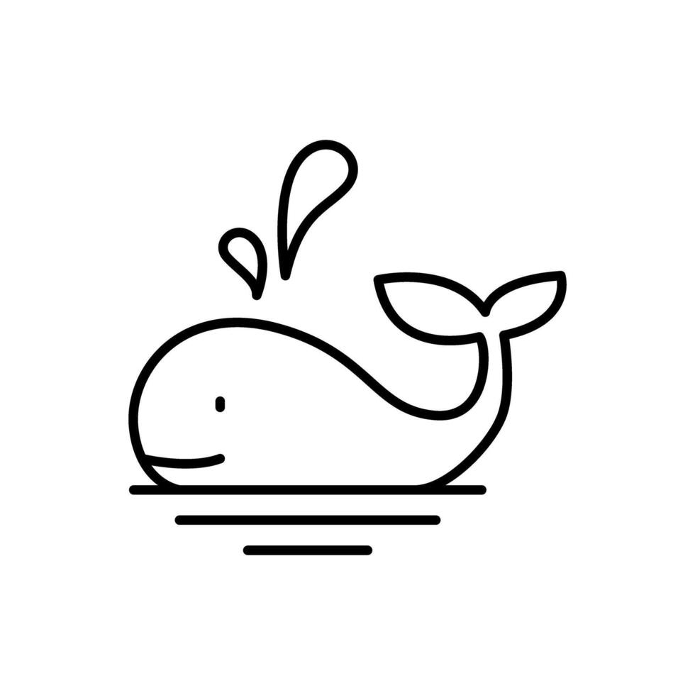 Whale icon in thin line style graphic design illustration vector