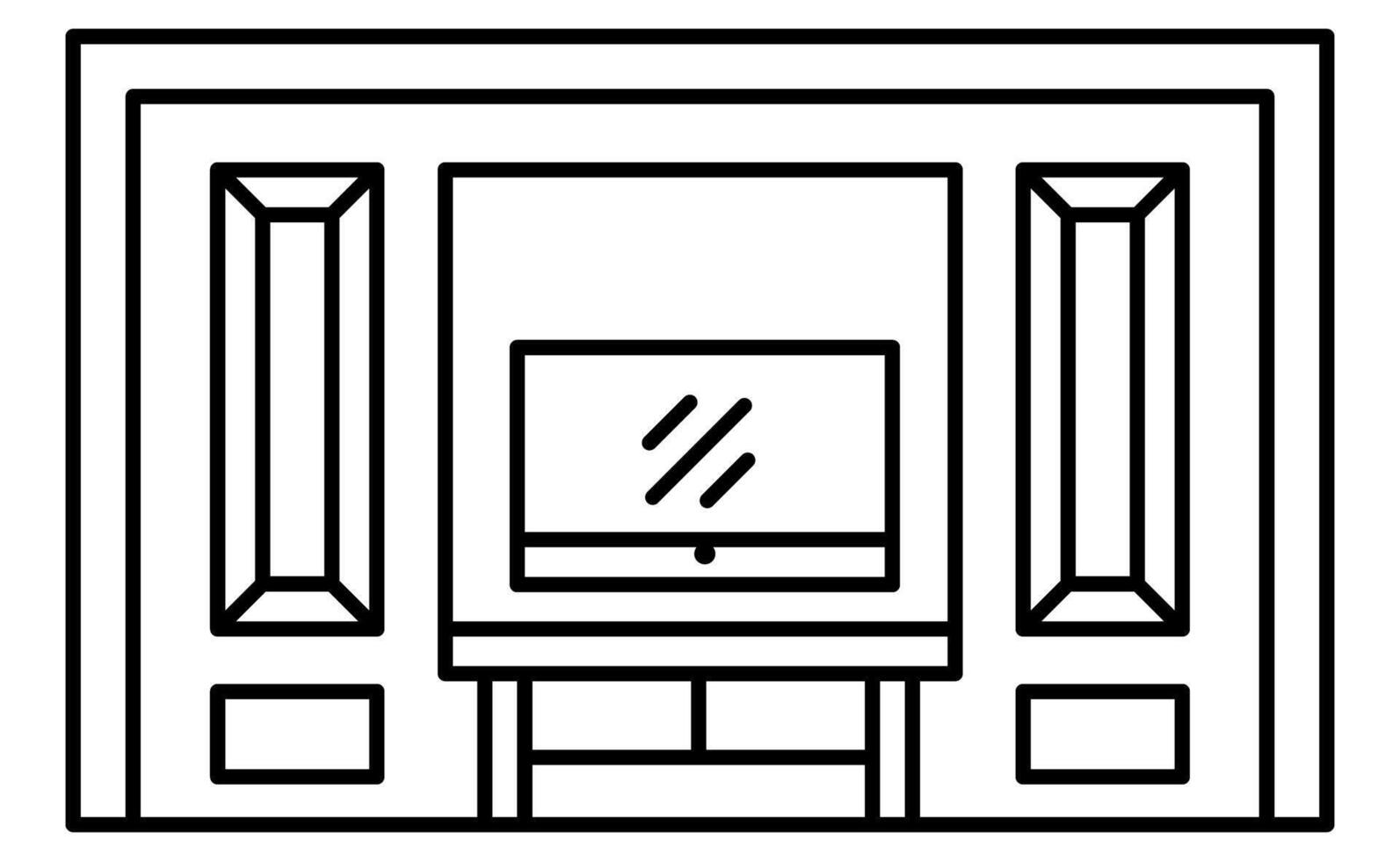 TV shelf icon vector