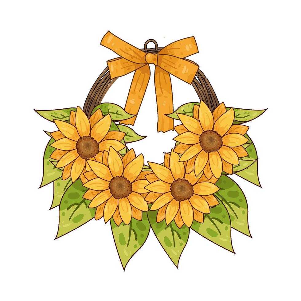 Illustration of sunflower basket vector