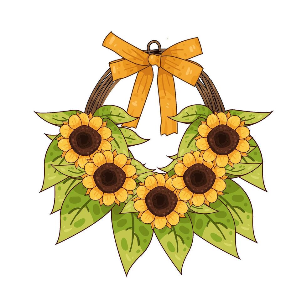 Illustration of sunflower basket vector