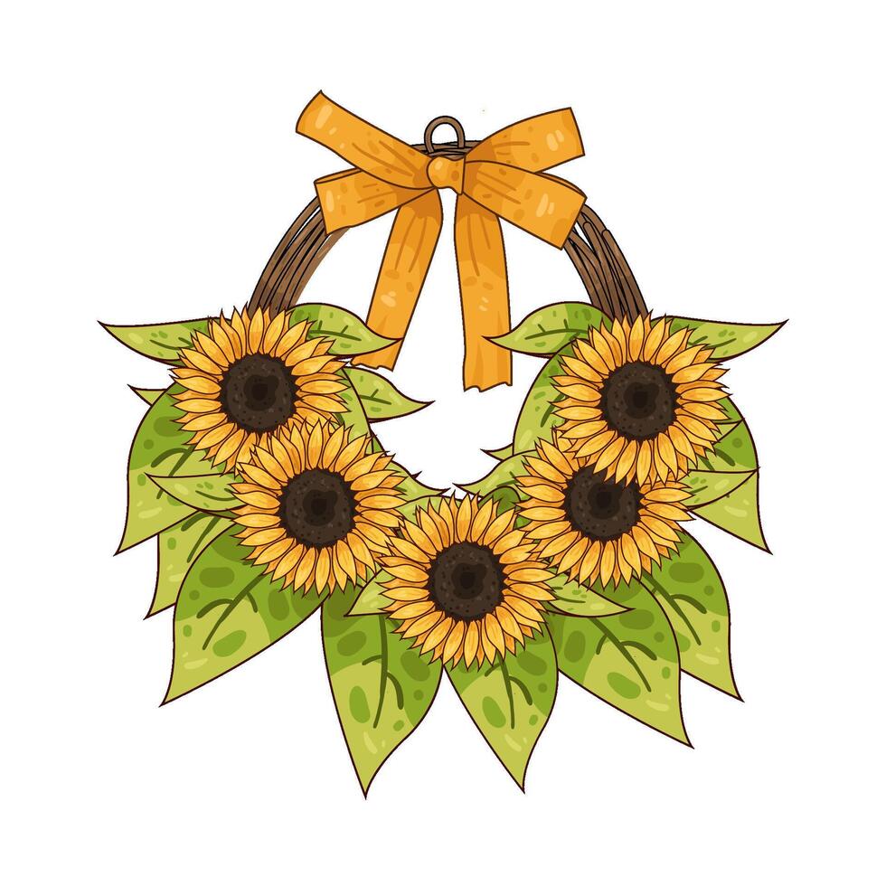 Illustration of sunflower basket vector