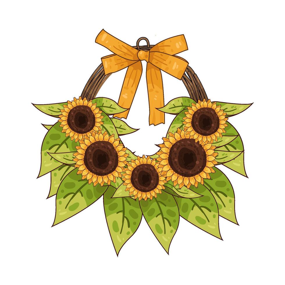 Illustration of sunflower basket vector