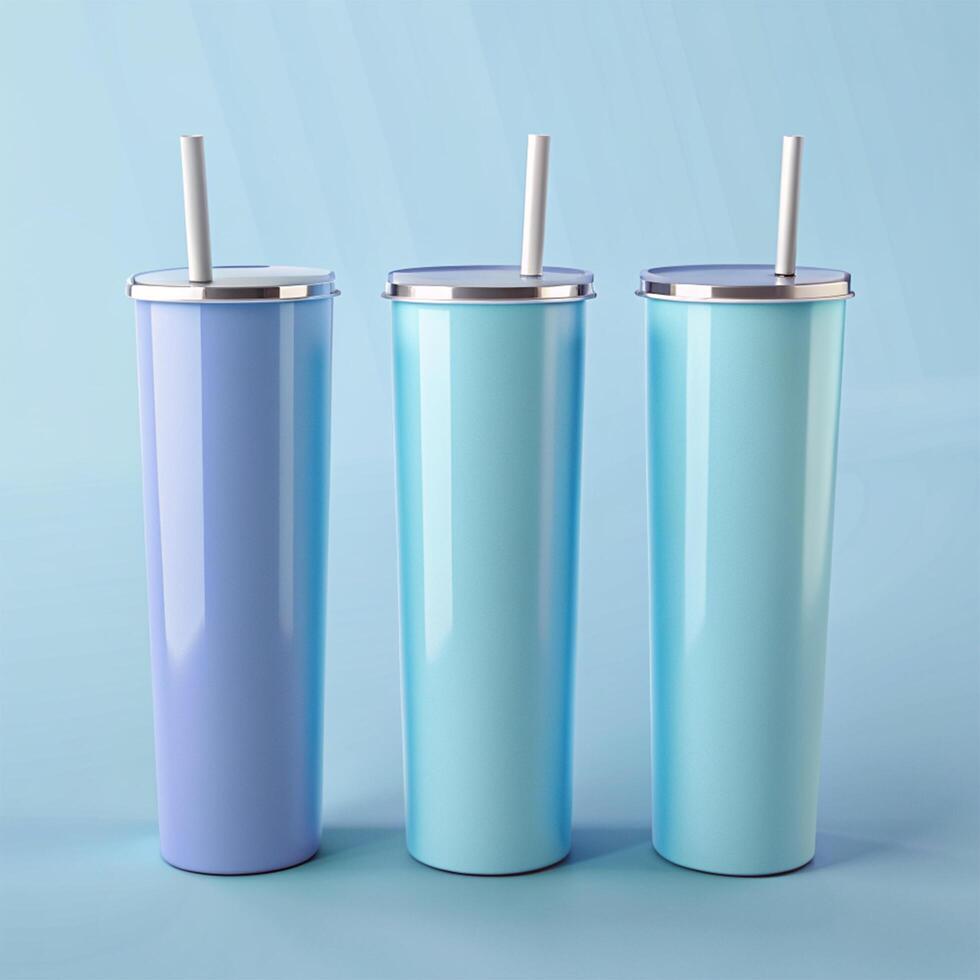 Three Skinny Tumblers Mockup photo