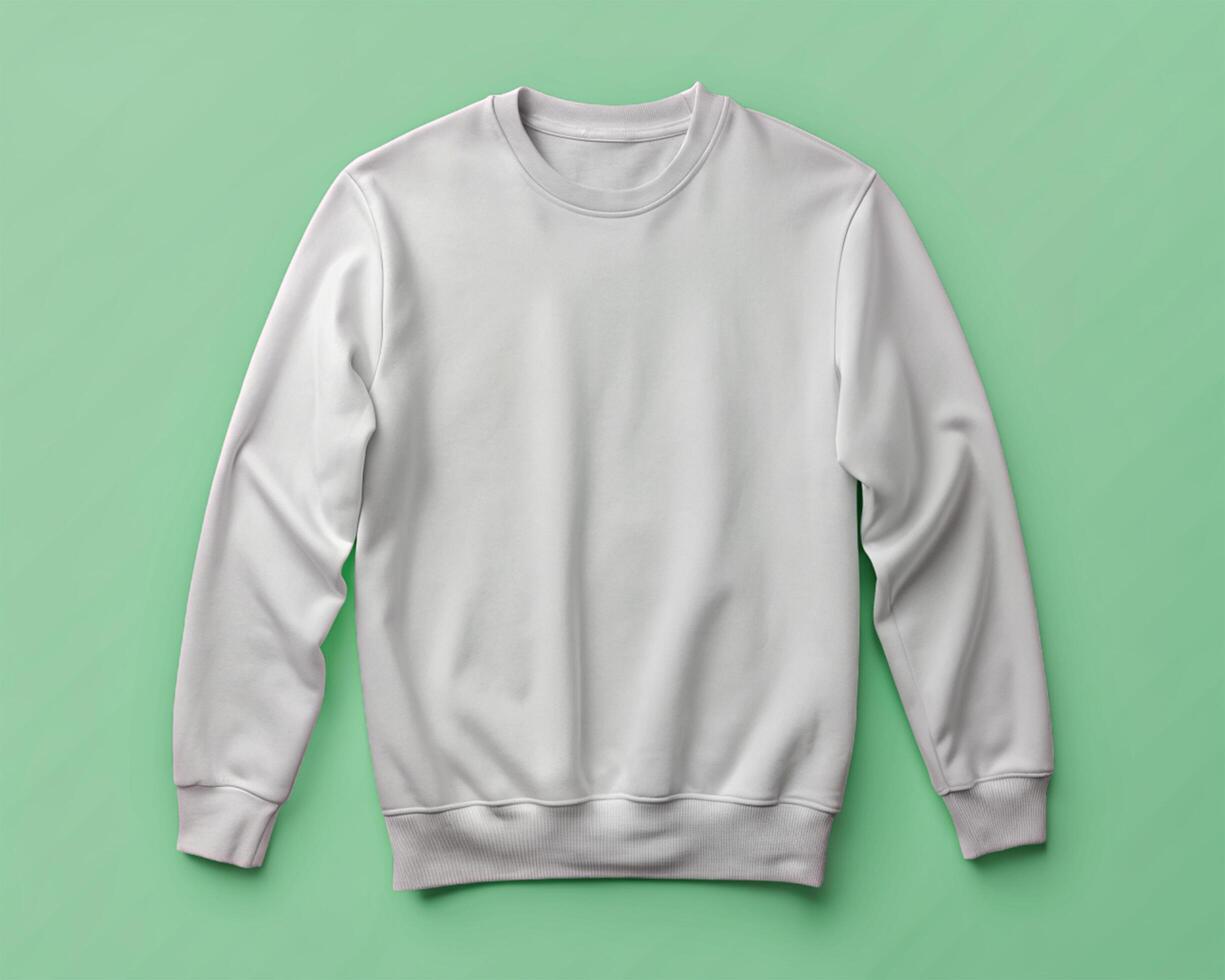 A White Crewneck Sweatshirt With Long Sleeves, A Mockup Concept photo