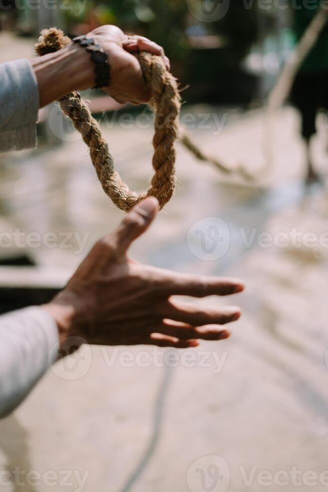 Rope used for leading a sacrificial cow for Eid al-Adha ceremony photo