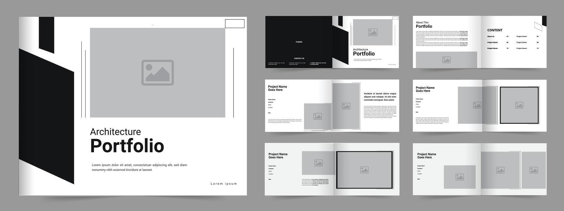 Landscape Architecture Portfolio Layout , Architecture and interior Portfolio Layout vector
