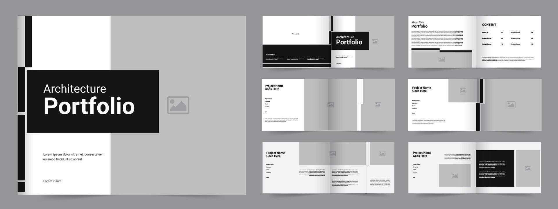 Landscape Portfolio Template Design, Architecture and interior portfolio design template layout vector