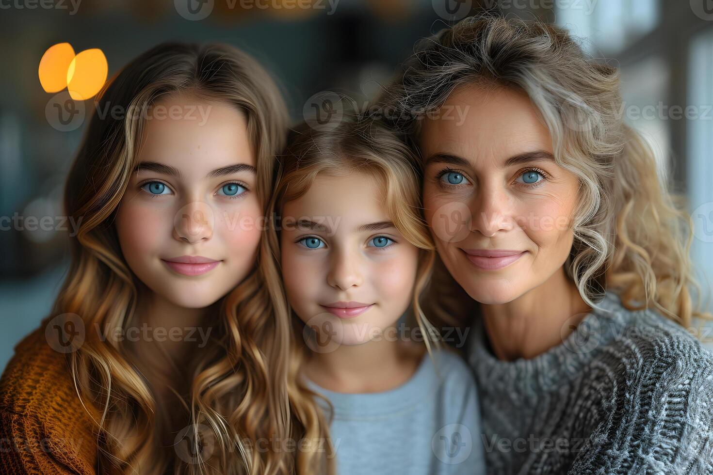 Woman Day, Mother Day, International Women's Day, Women's generation change, Young mother, Little girl, and grandmother are spending time together at home photo