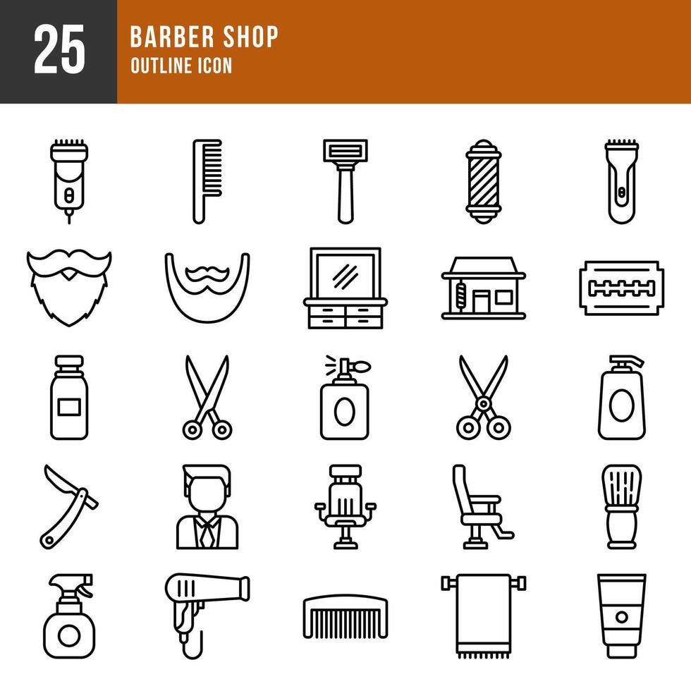 Barber Shop element Outline Icon vector
