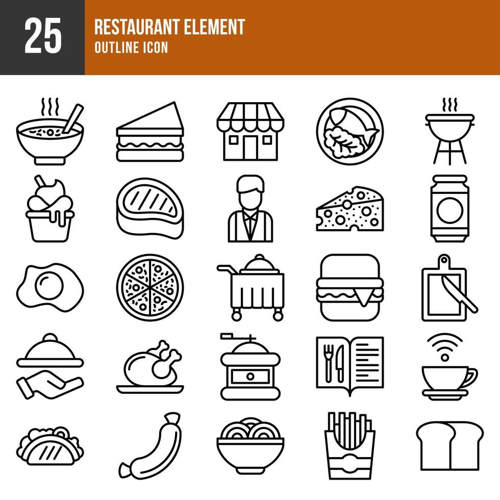 Simple Set of Meal Related Line Icons. Contains such Icons as Fruit Basket, Noddle, Healthy Smoothies and more. vector