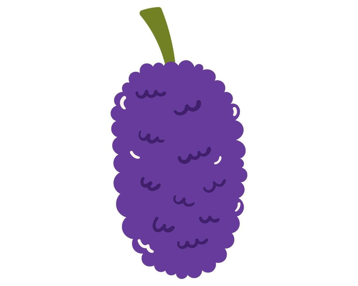 Fruit mulberry in cartoon hand drawn simple style. Editable variable color vector