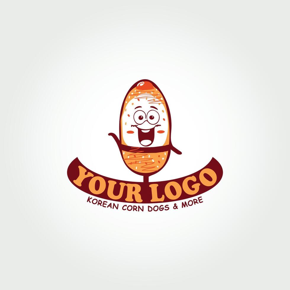 Korean corn dog cartoon character food logo design vector