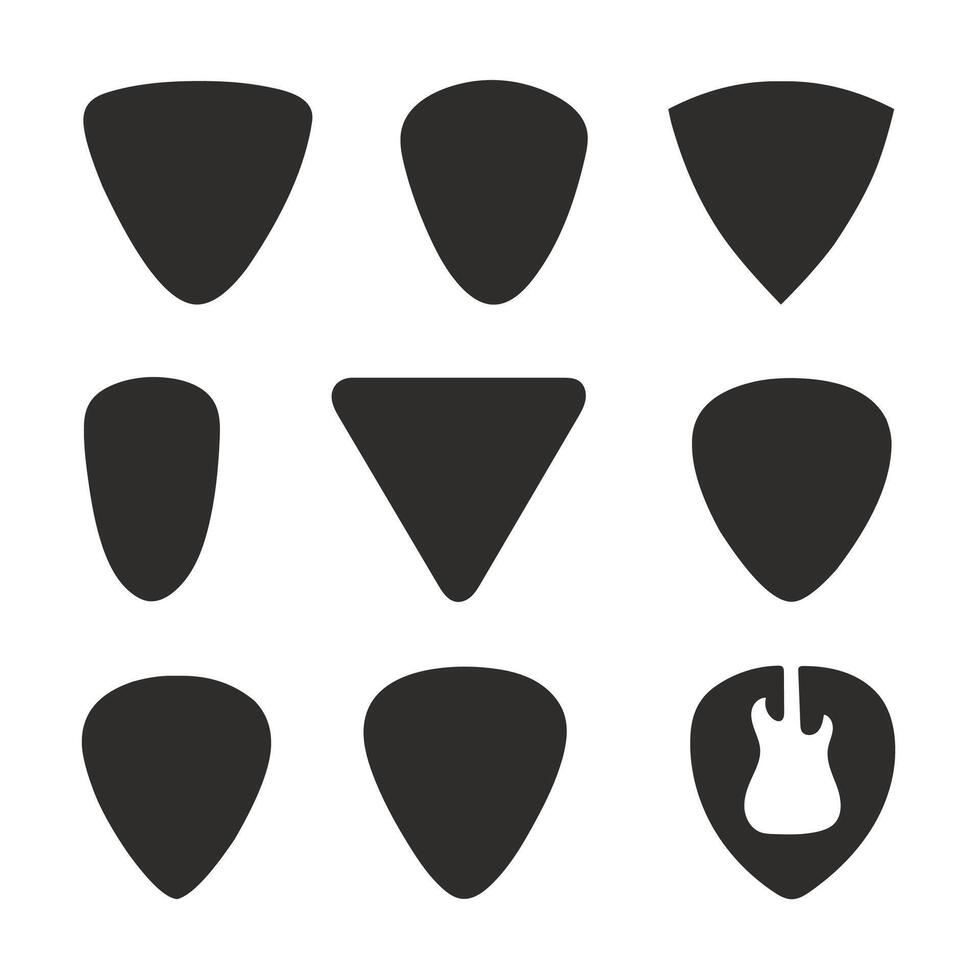 Guitar pick icon collection on a white background. vector