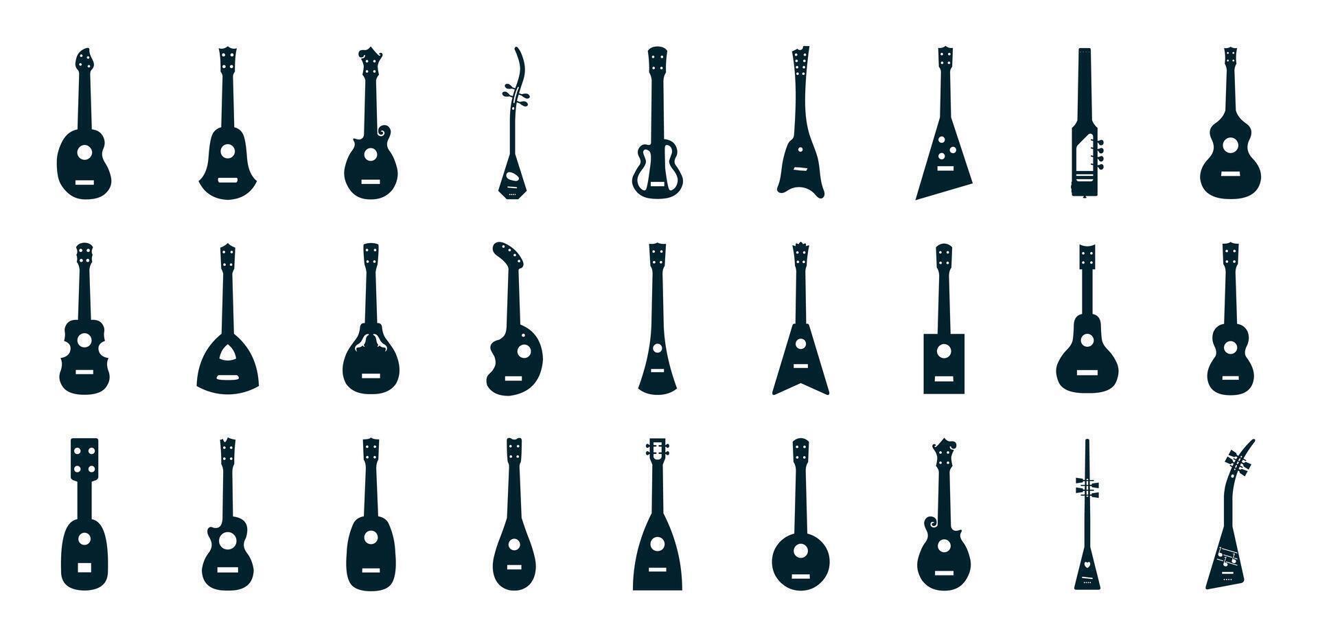 Set of Guitar Silhouettes Collection. vector