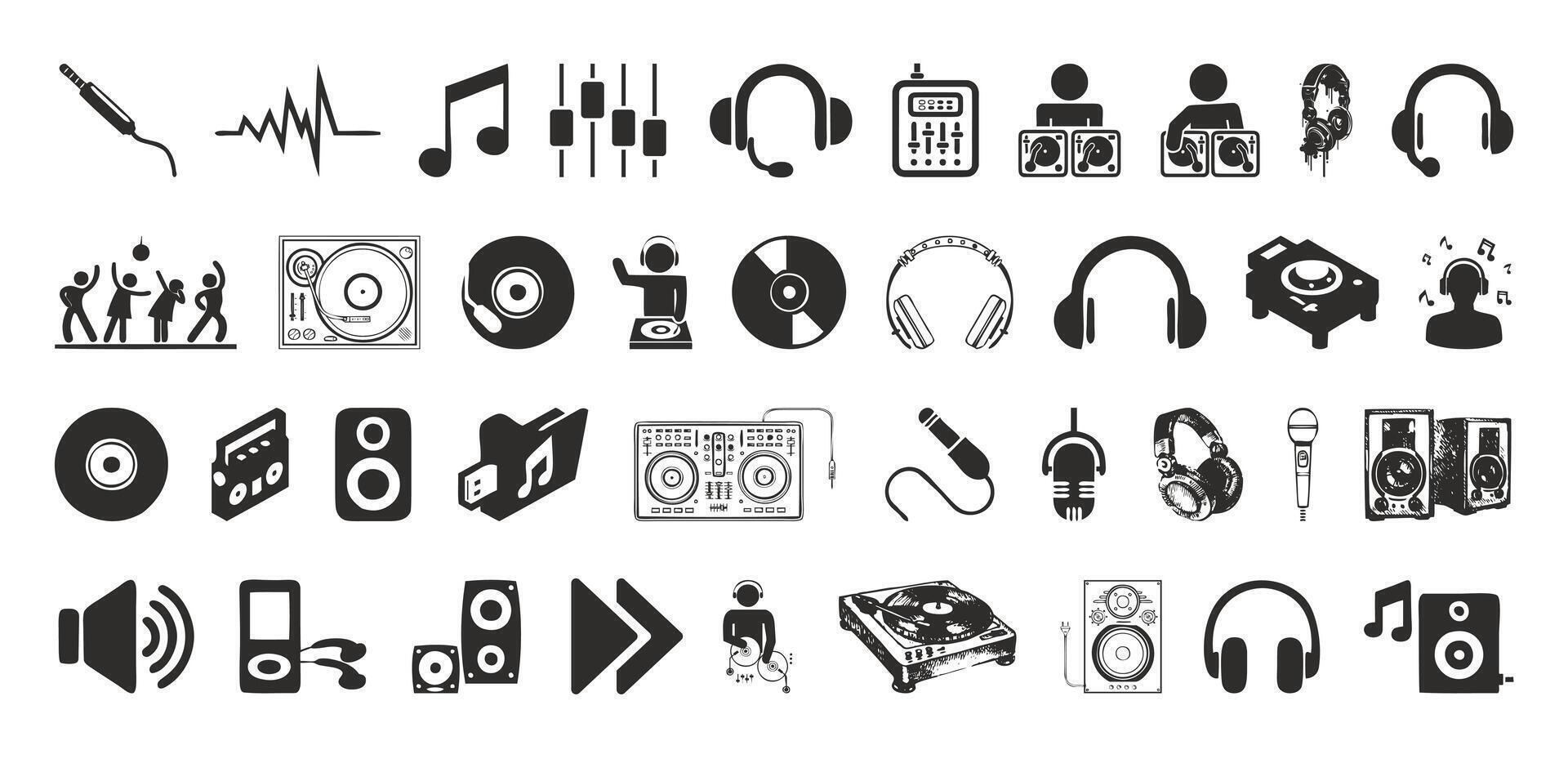 DJ music set icons illustration design. vector