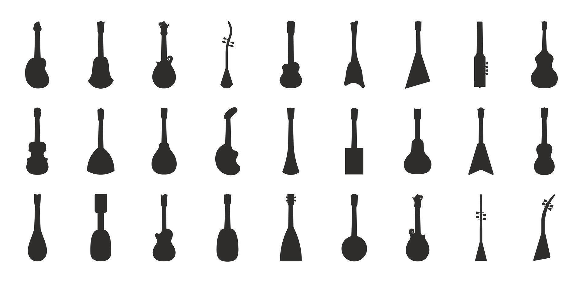 Set of Guitar Silhouettes Collection. vector