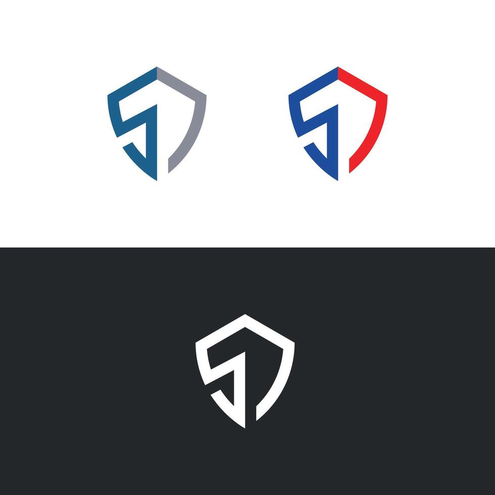Letter SD logo design with shield illustration template. vector