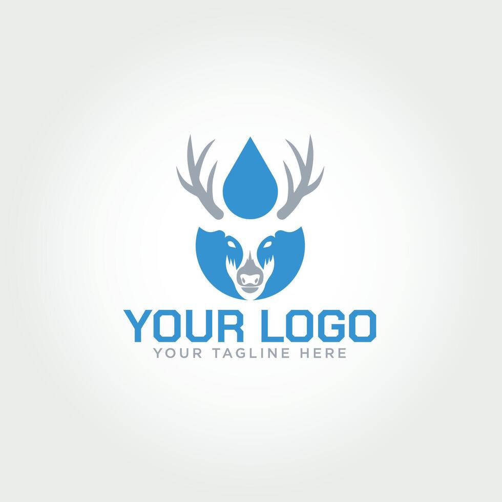 Gas and oil logo with deer head and droplet. vector