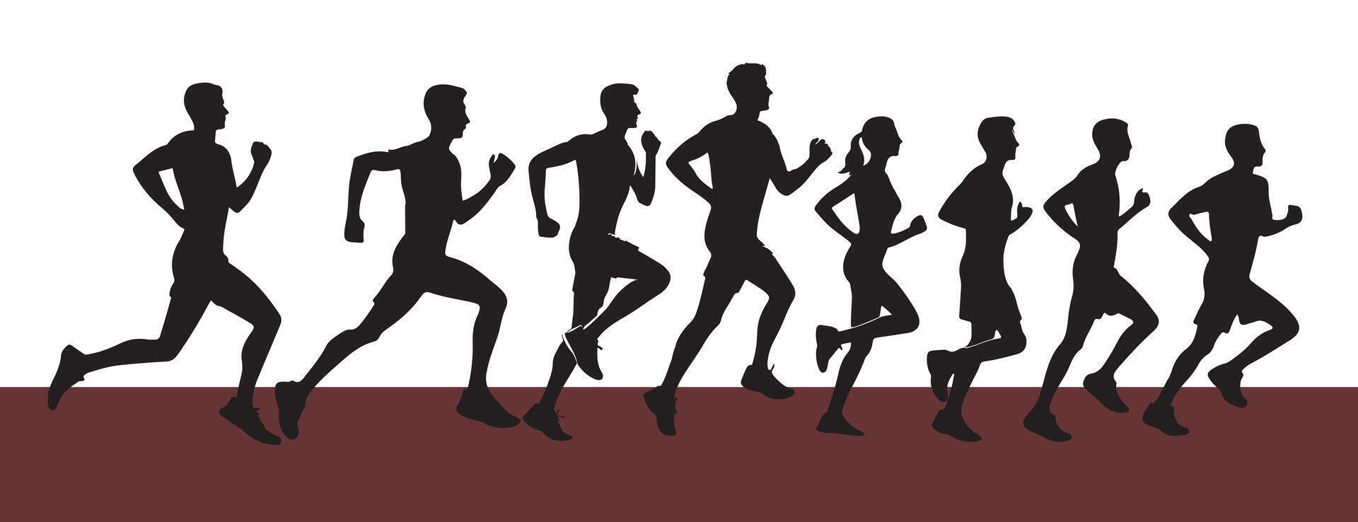 Running man Group Silhouette Images, vector