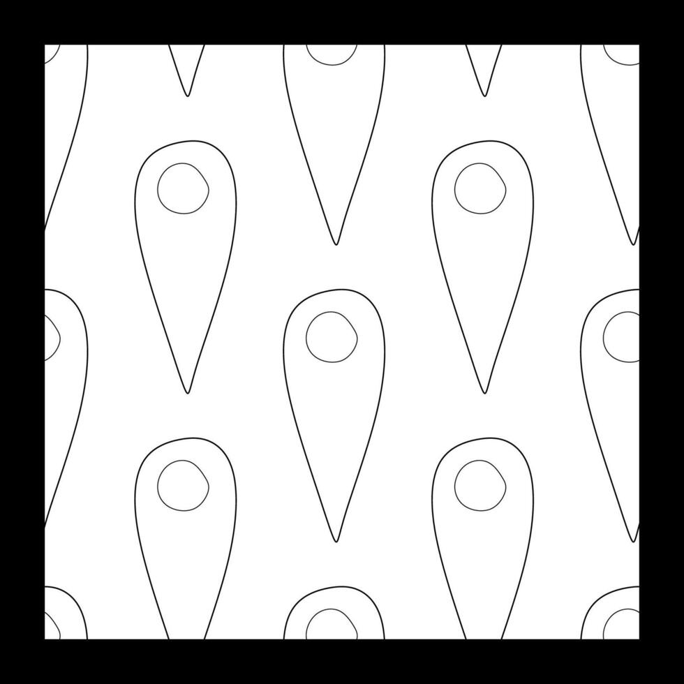 Seamless pattern with outlines of location symbols. illustration on white background. Linear Background with Navigation Pins for Travelling. Template for Caver, Wallpaper, Fabric. vector
