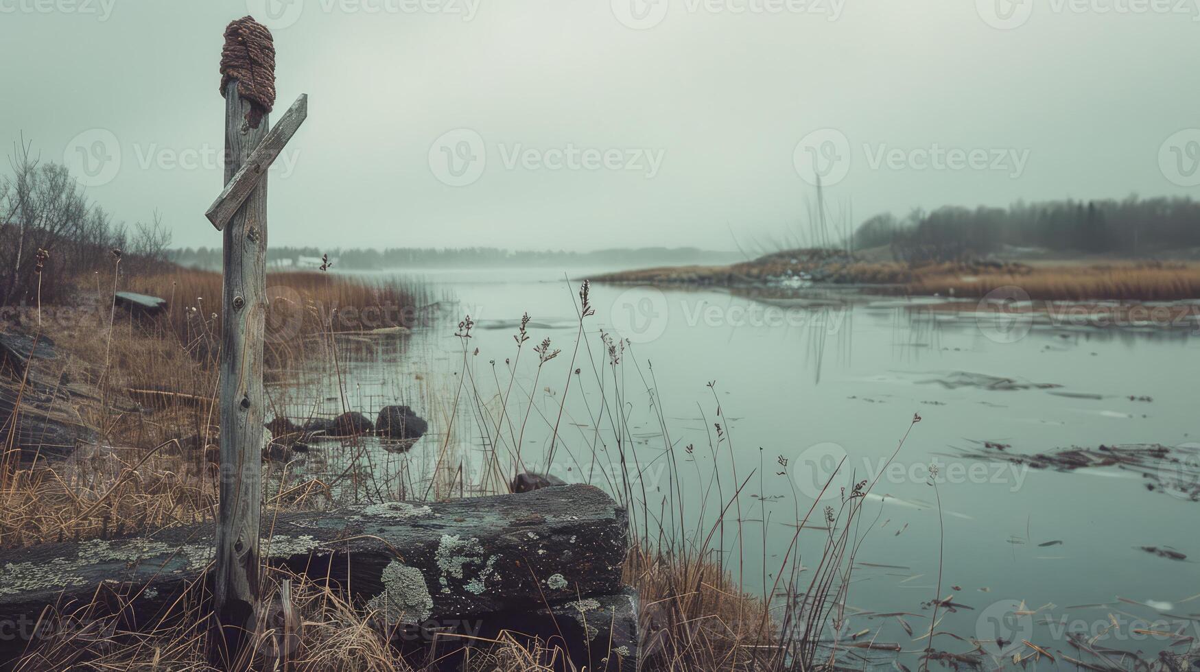 The Weathered Woolen Arrow Points to Tranquil Waters photo