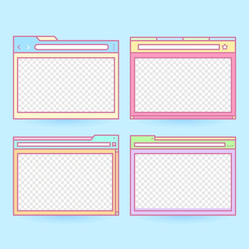 cute pastel browser frame set vector