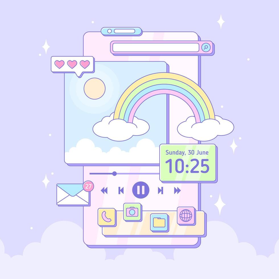 cute interface mobile phone frame for album photo template vector