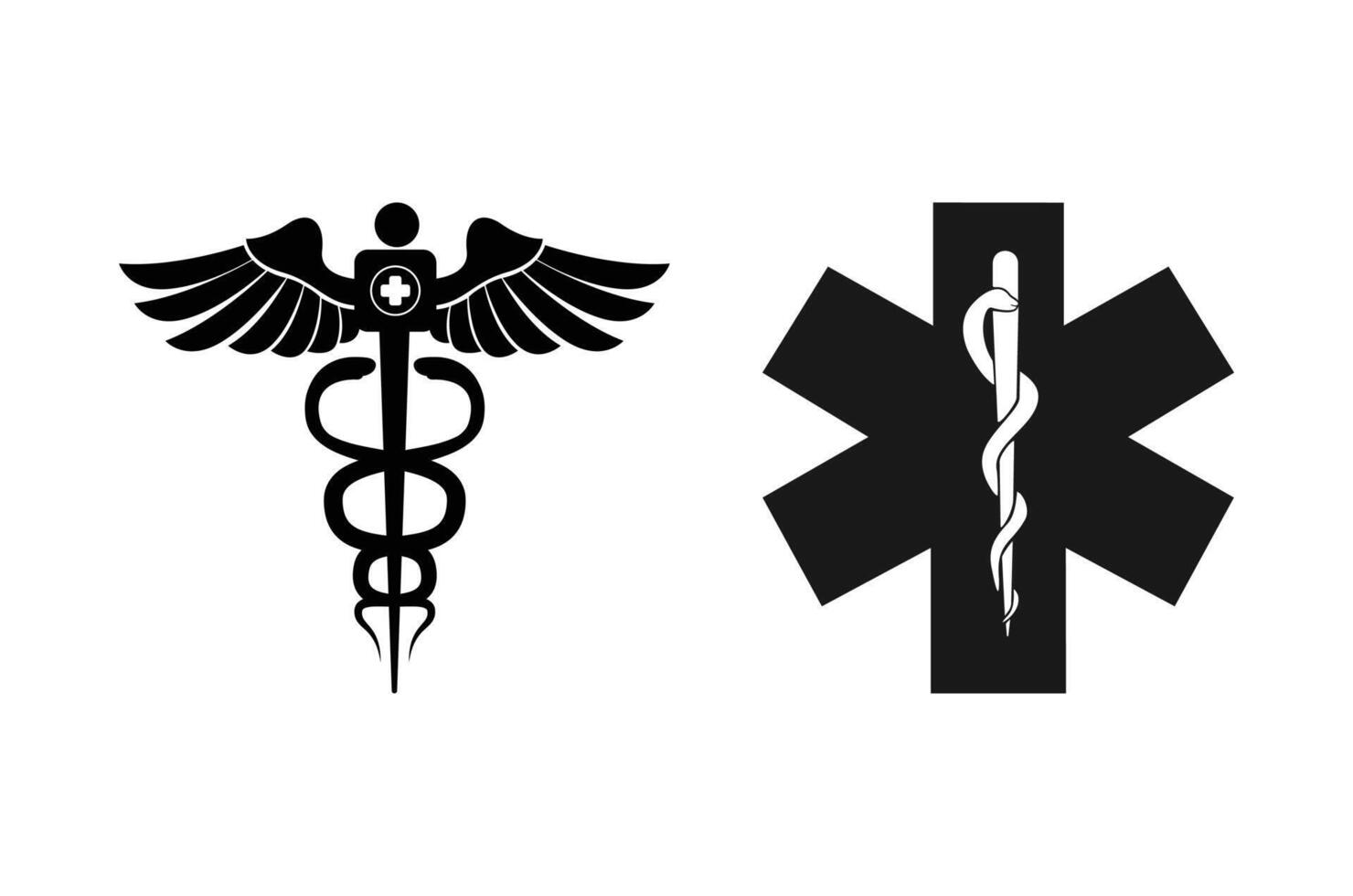 caduceus medical symbol silhouette art design vector