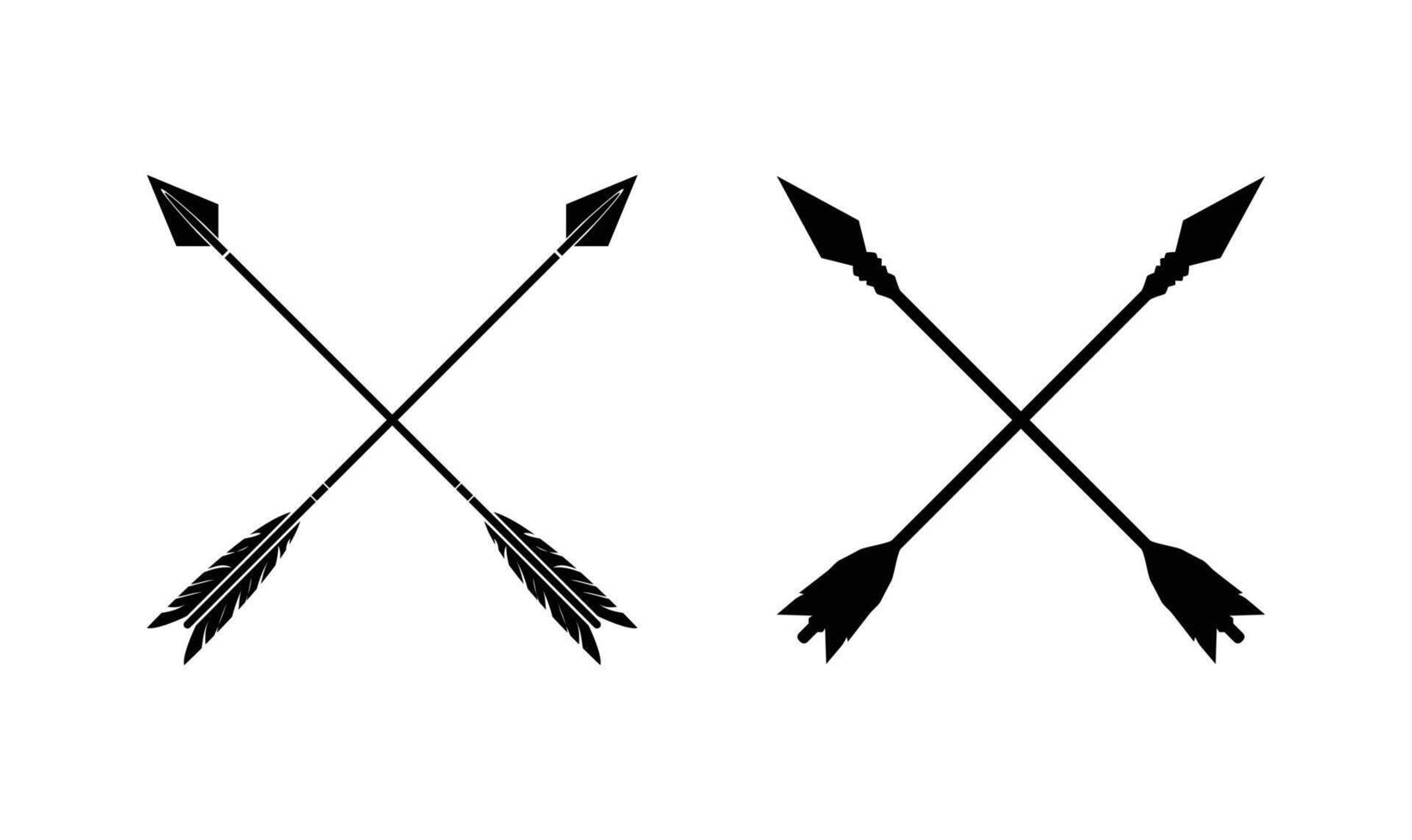 2 cross arrows silhouette art design vector