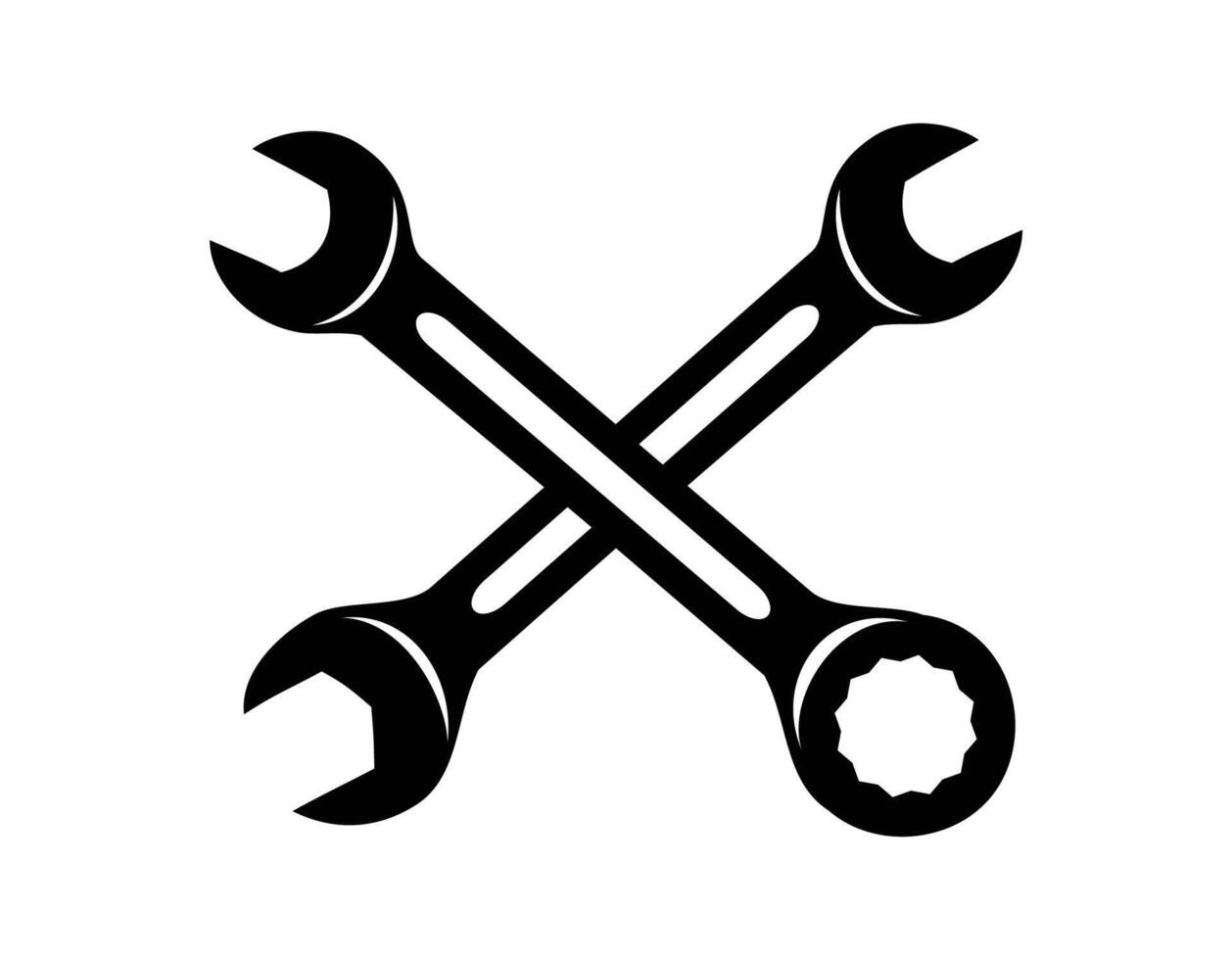 two crossed wrench silhouette art vector