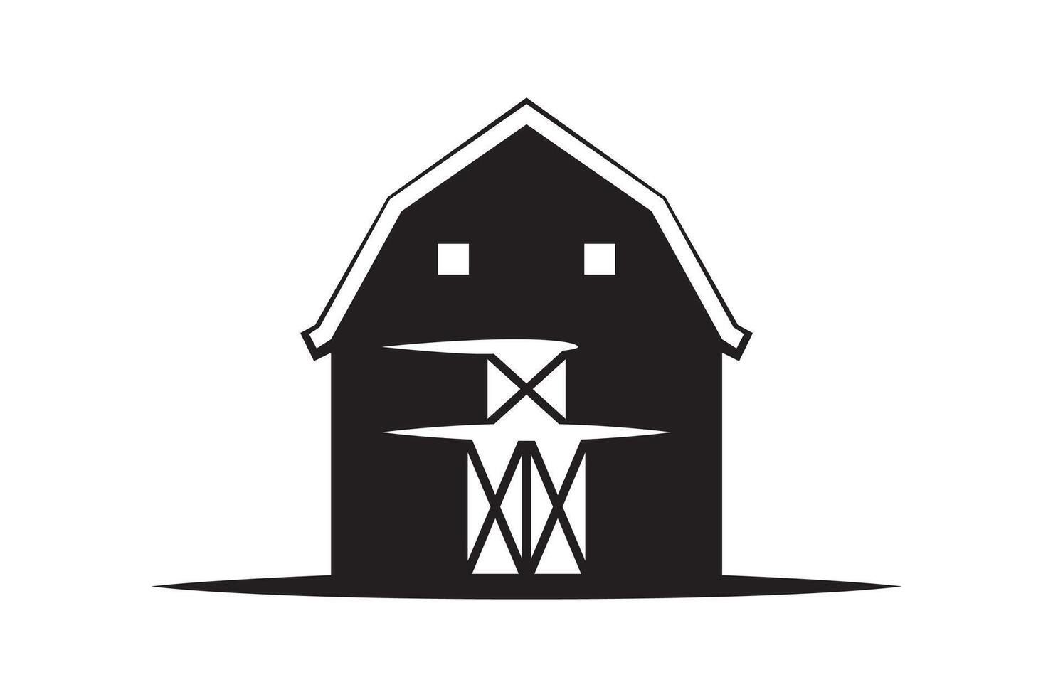 farm house silhouette art design vector
