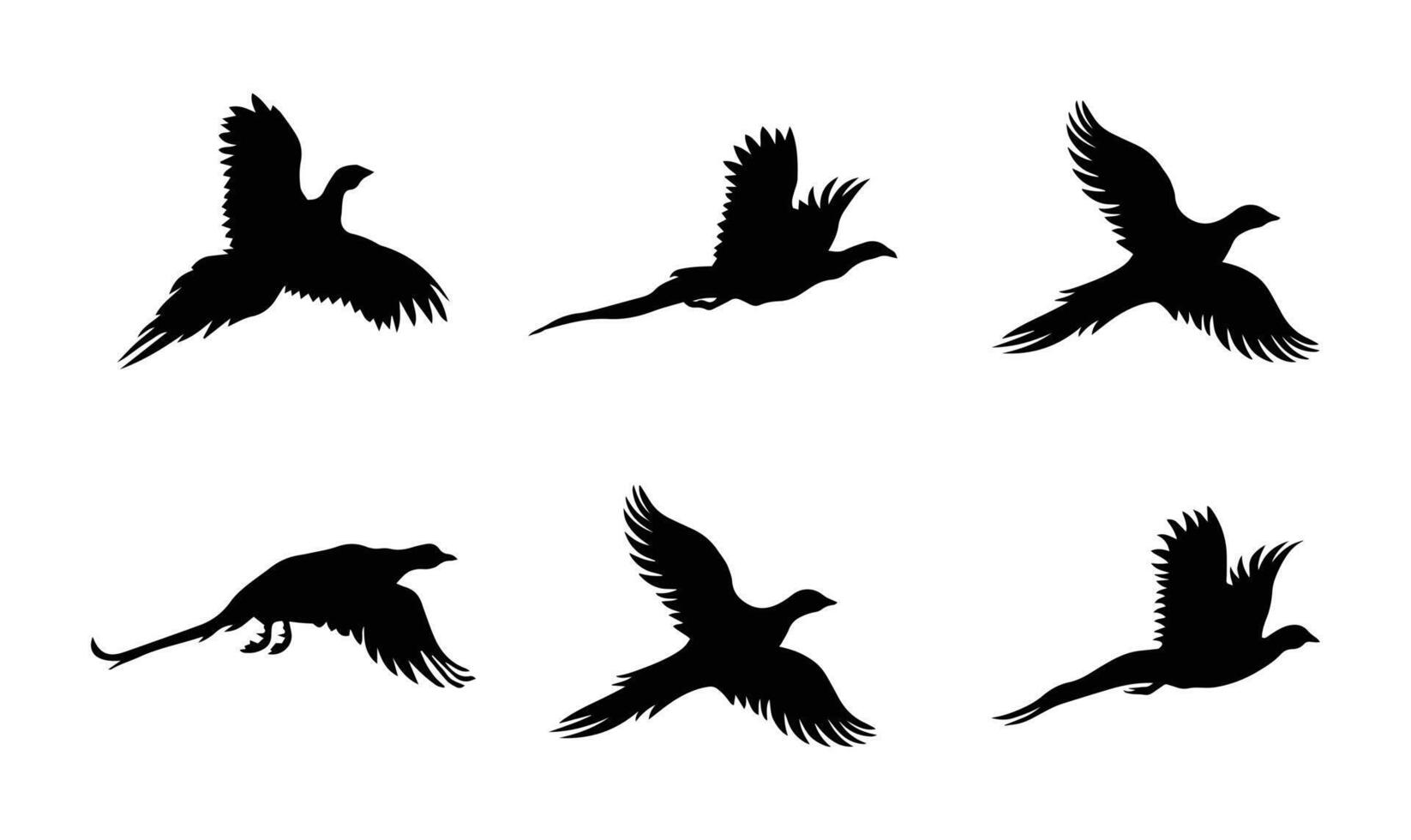 six pheasants silhouette art design vector