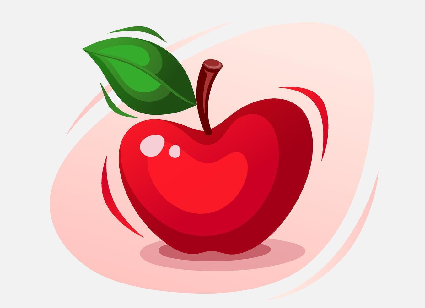 Isolated red Apple concept with leave on white background. Stylized Apple logo. vector