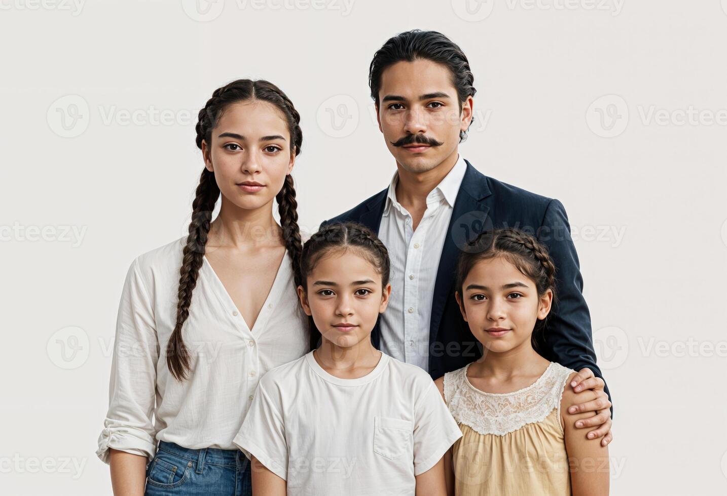 a hispanic family posing for a portrait photo